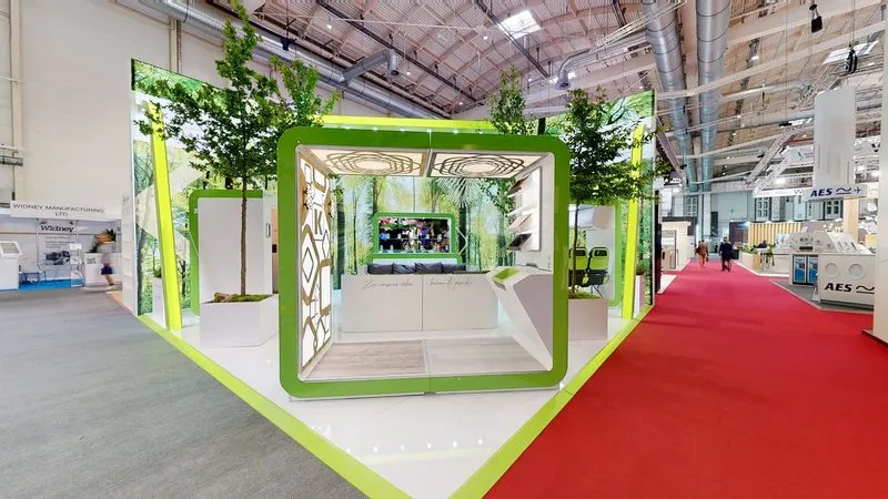 Messestand auf einer Luftfahrtmesse, Hamburg