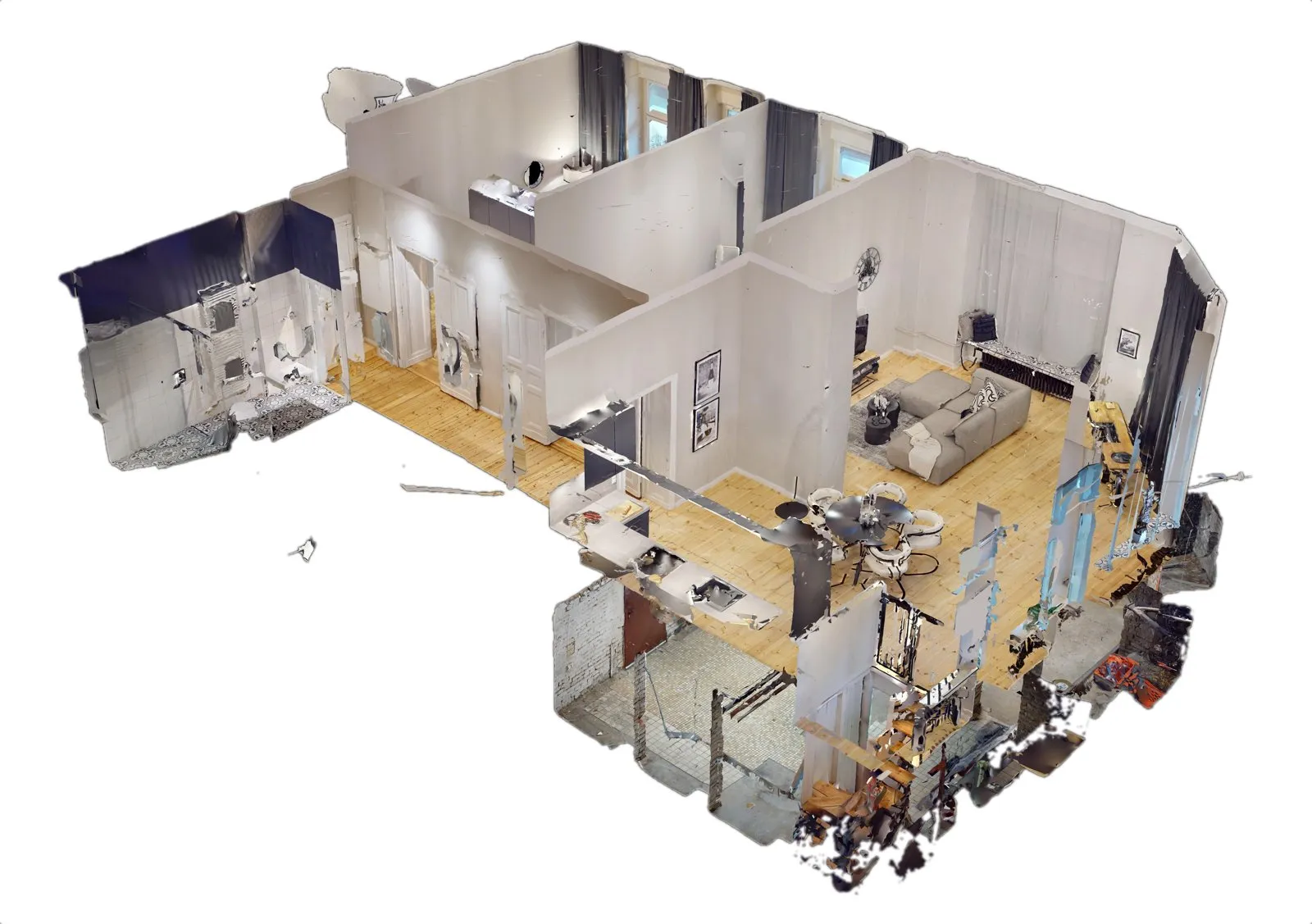 Die Beispielwohnung als Puppenhaus-Ansicht